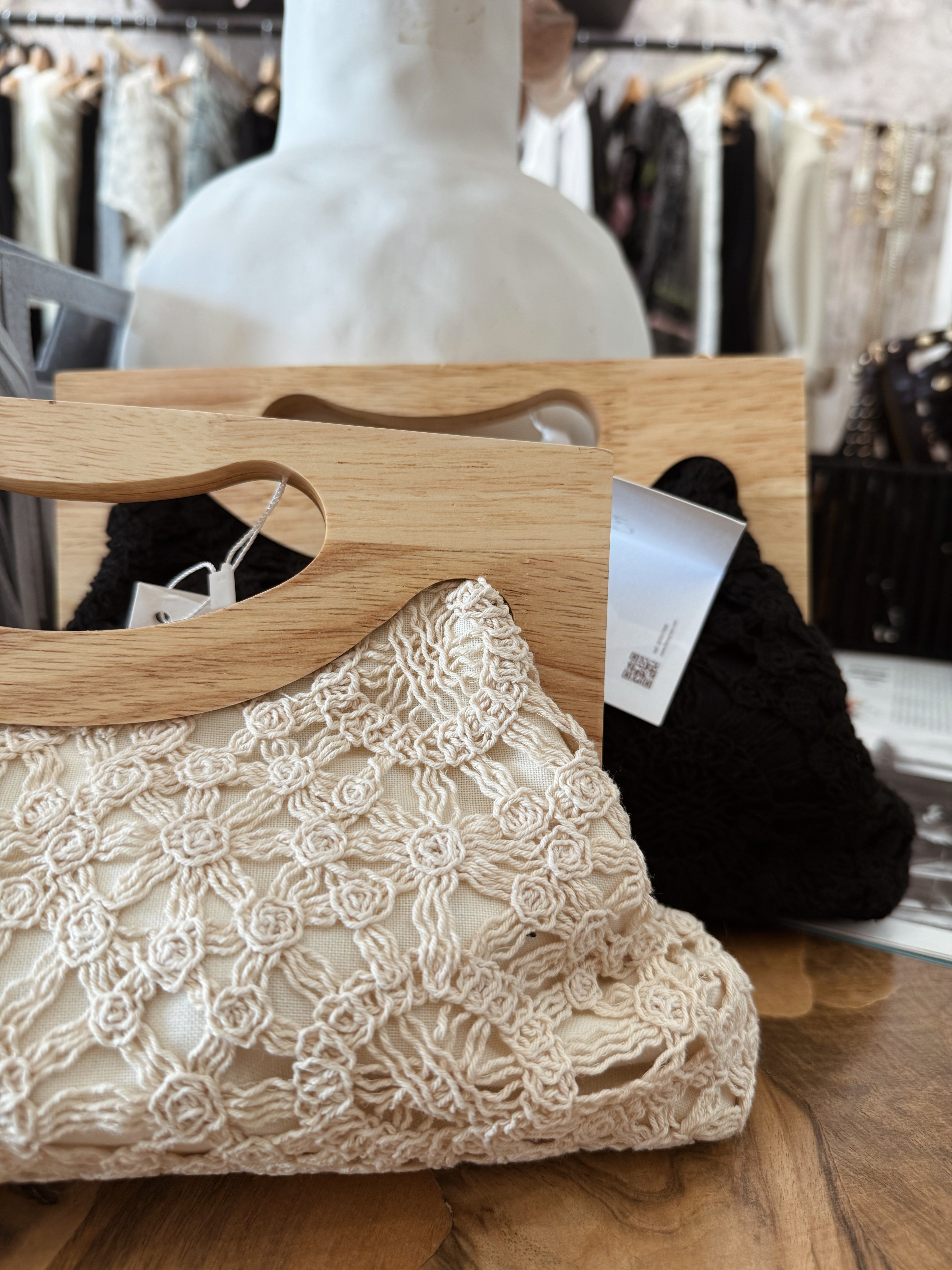 Pochette legno e crochet
