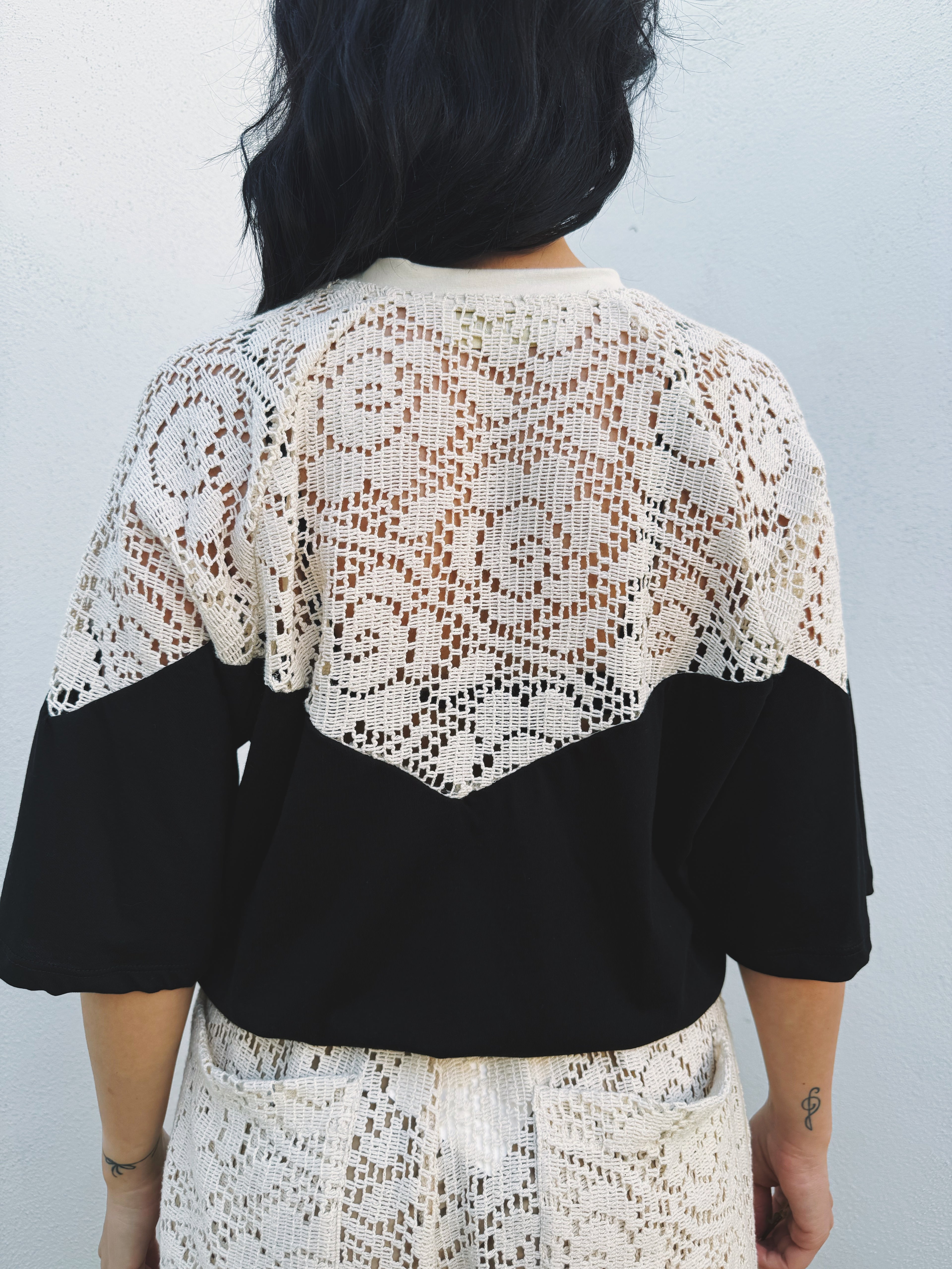Blusa pizzo e cotone