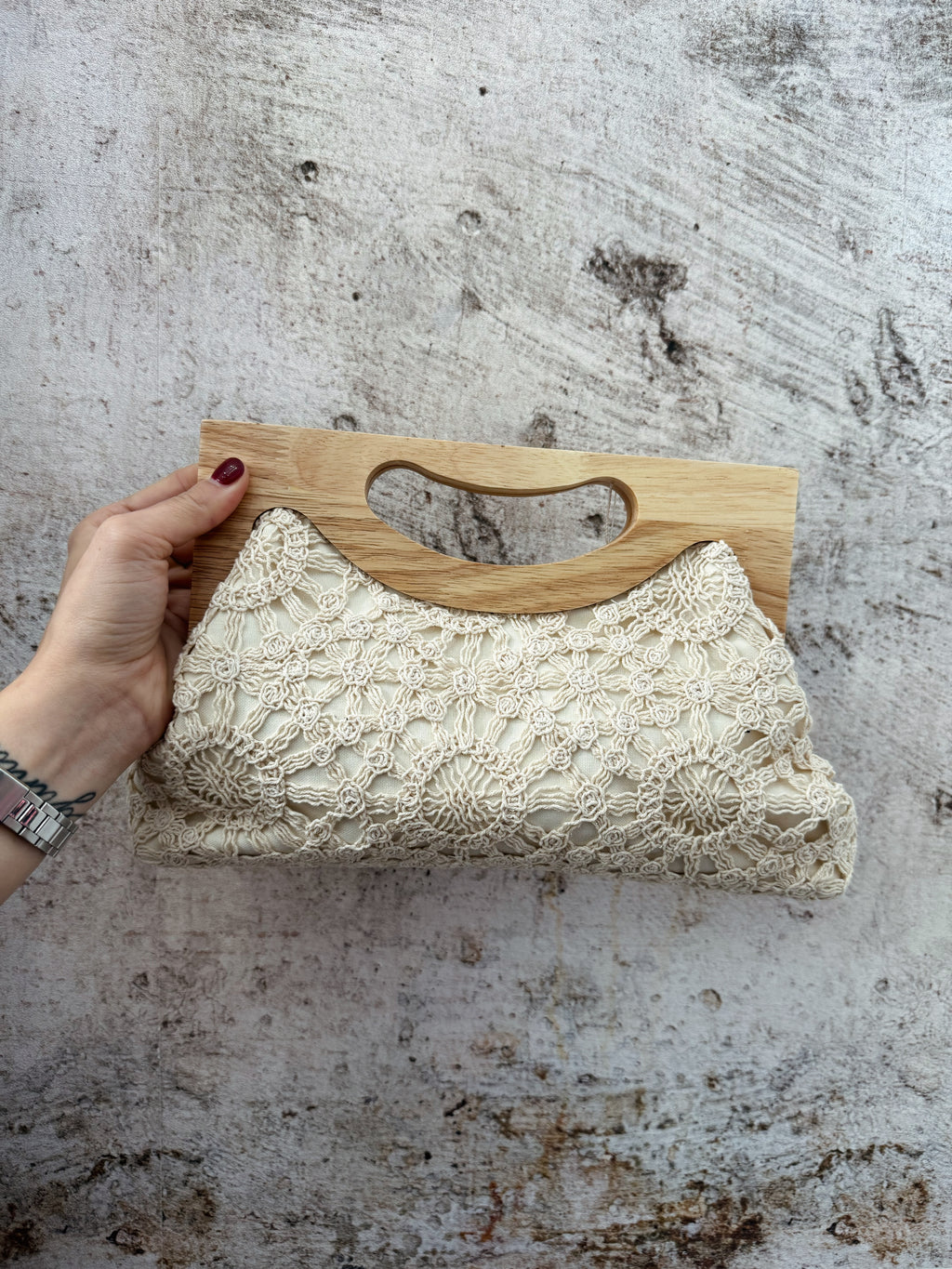 Pochette legno e crochet