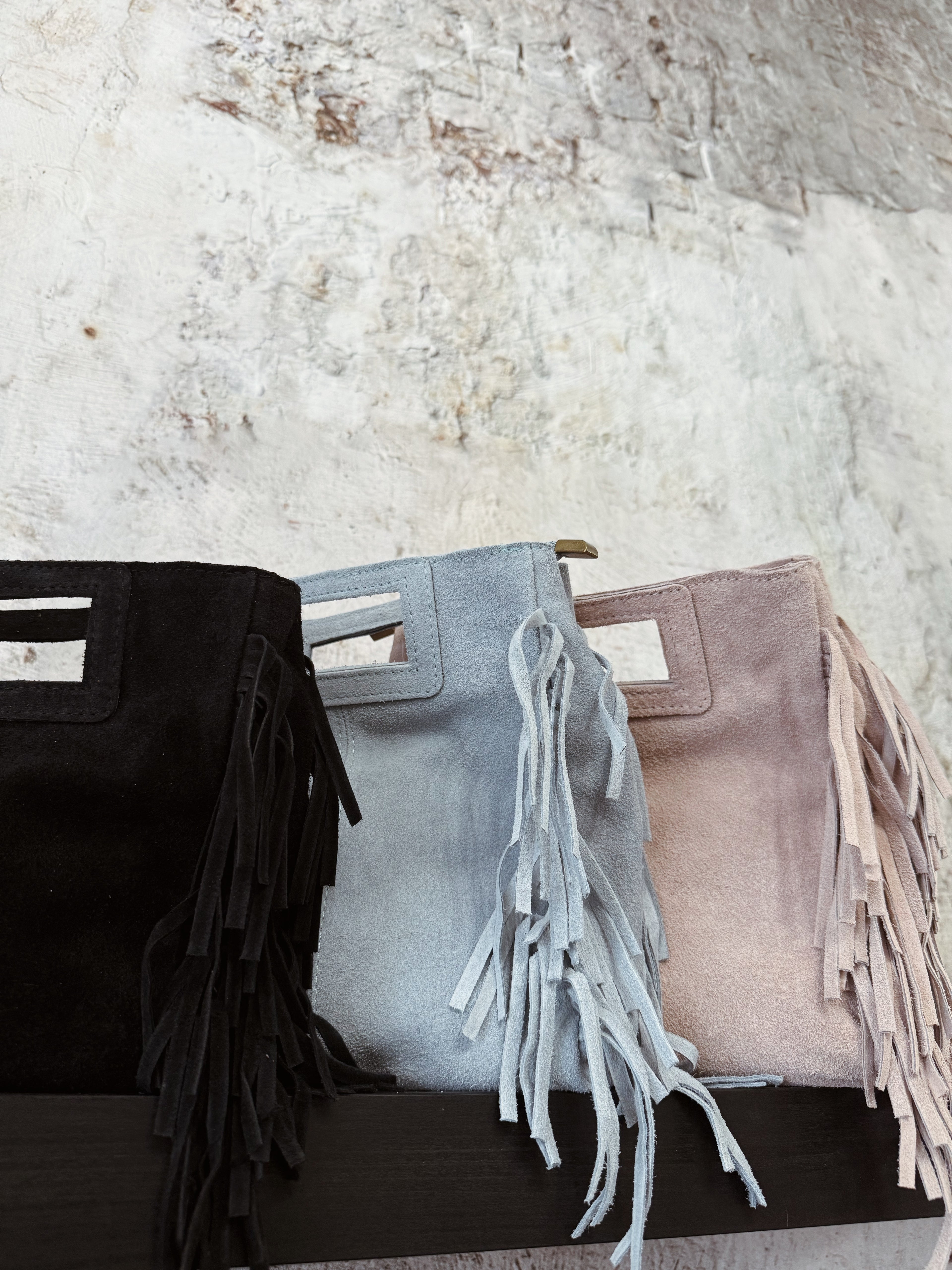 Borsa scamosciata frange