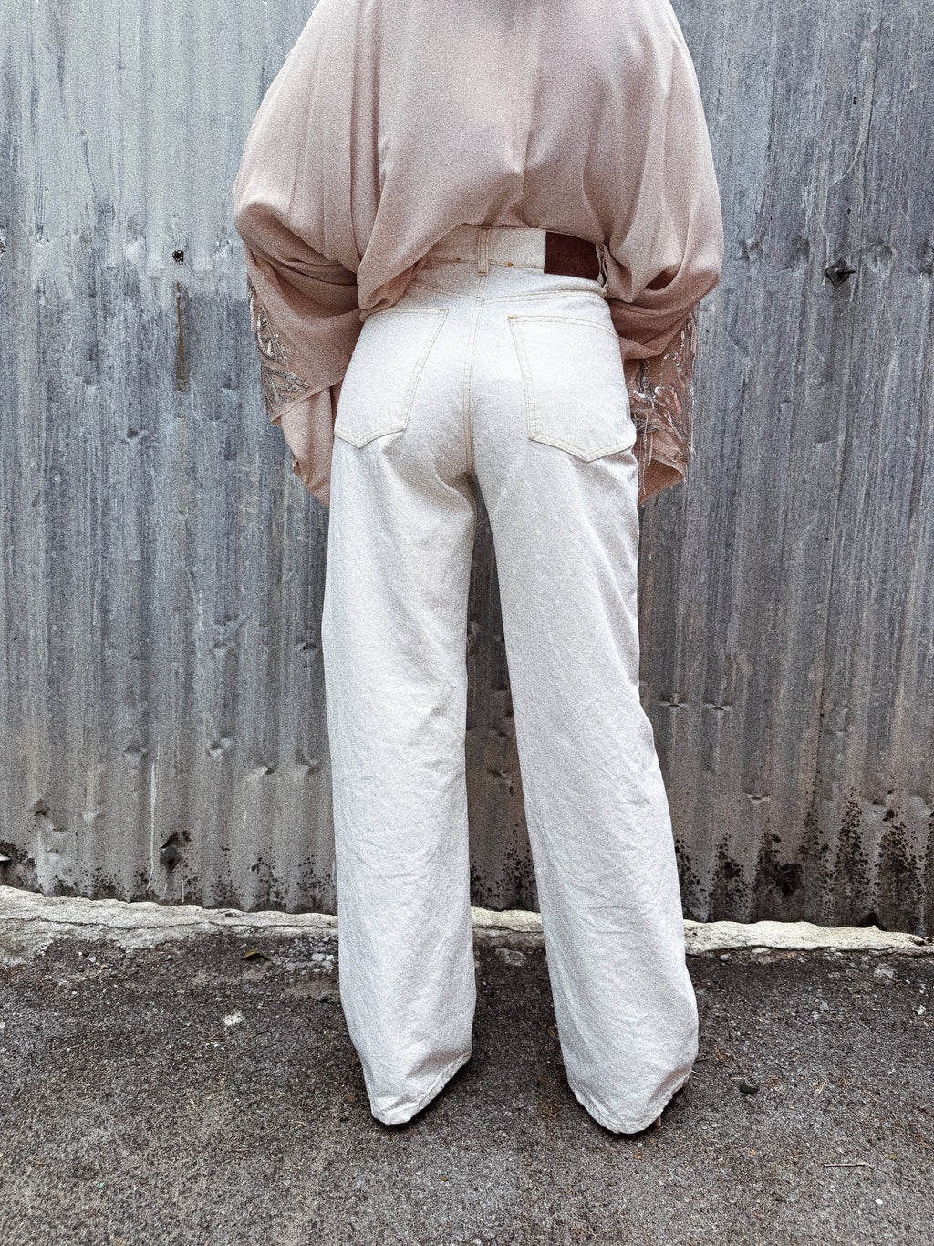 Jeans bianco cuciture