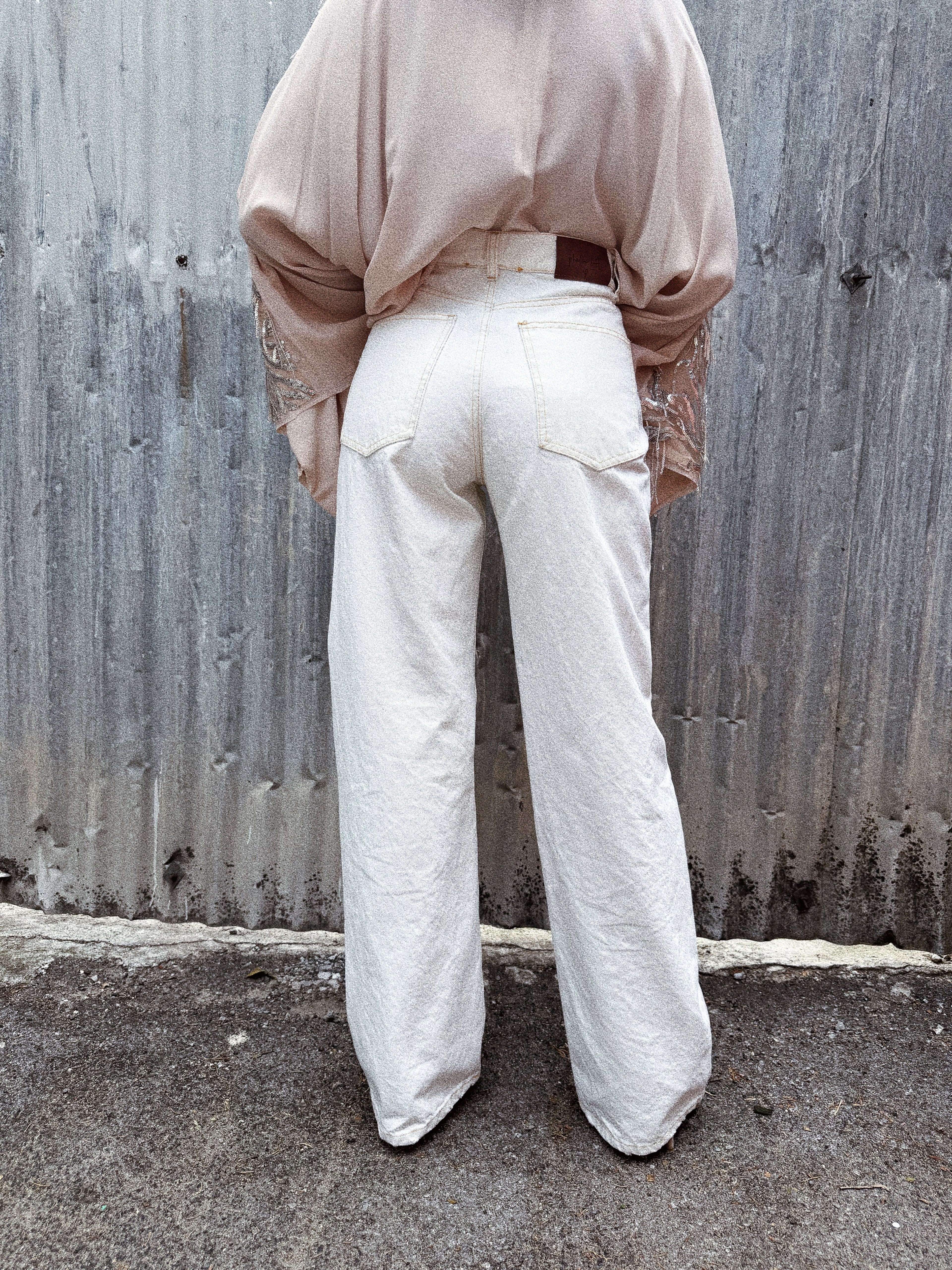 Jeans bianco cuciture