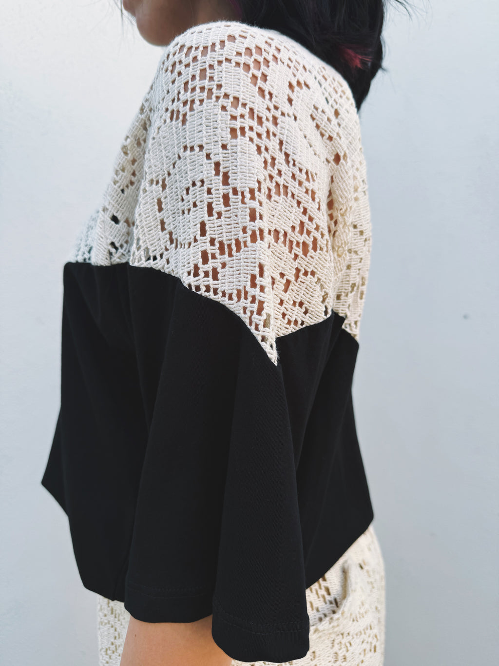 Blusa pizzo e cotone